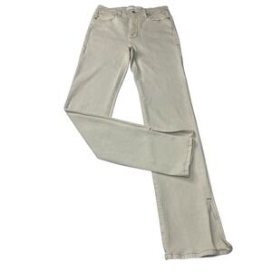 Good American Sz 6/28 Cream Jeans Good Classic‎ Straight Leg Split Hem High Rise